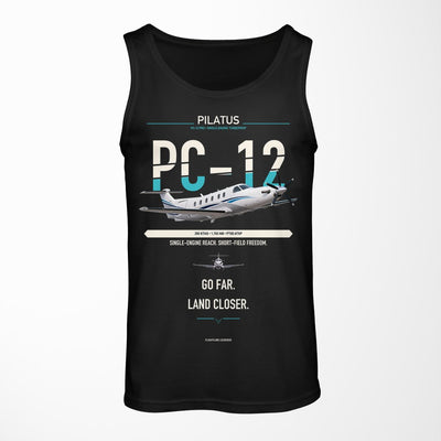 Pilatus PC-12 PRO design on black tank top