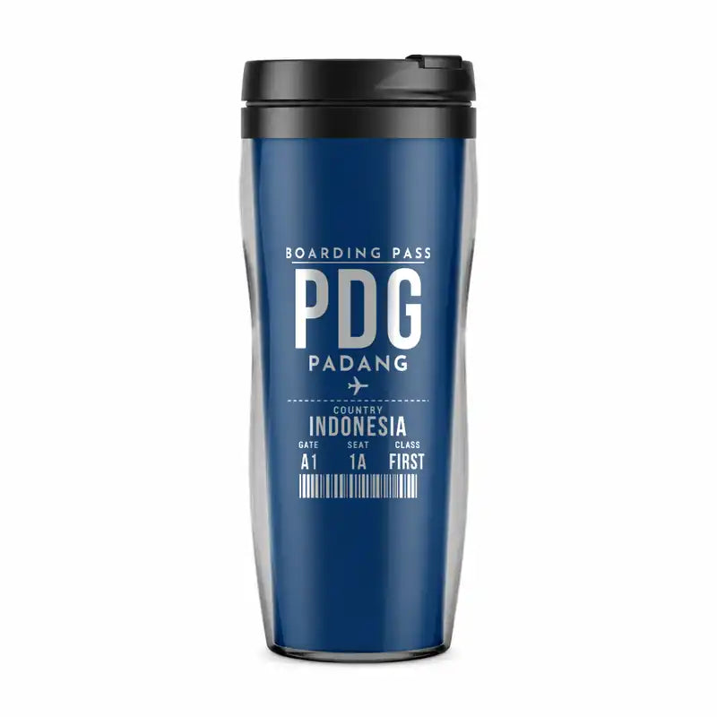 Minangkabau International Airport (PDG) Travel Mugs - Boarding Pass - Plastic (No Holder) - Blue