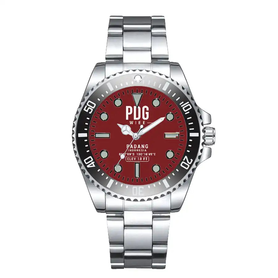 Minangkabau International Airport (PDG) Aviator Watches - Classic - Dark Red - Premium Diver - Black