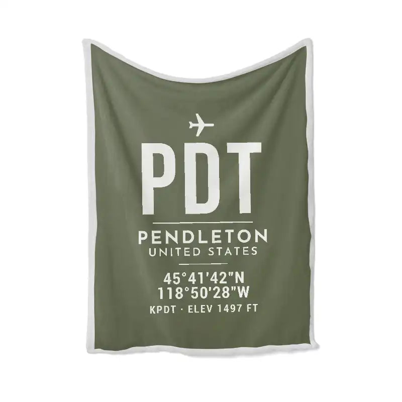 Eastern Oregon Regional Airport (PDT) Bedding Sets & Blankets - Blanket - ID Tag - Green Army