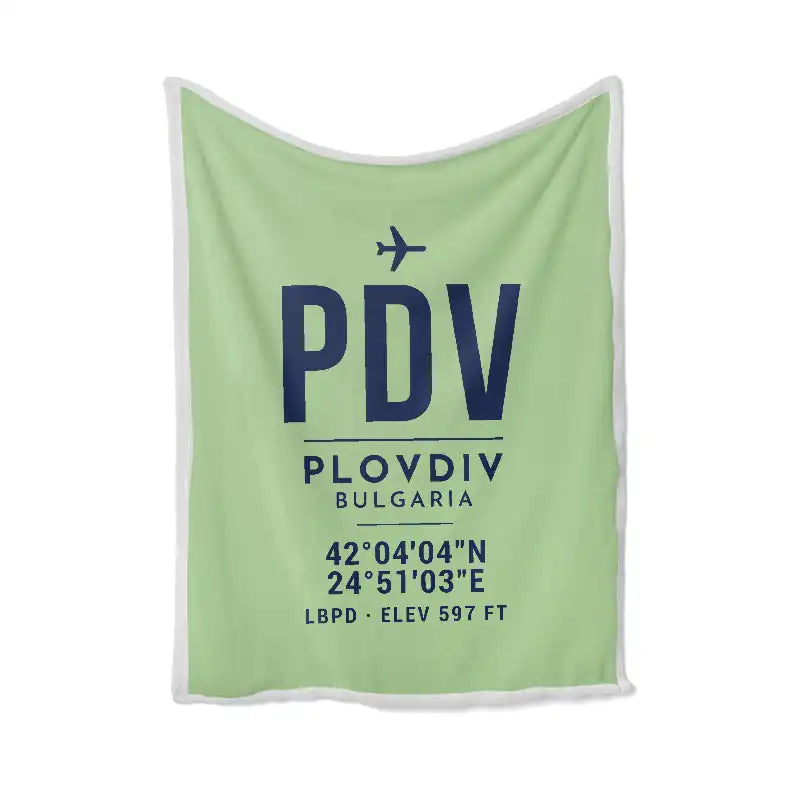 Plovdiv Airport (PDV) Bedding Sets & Blankets - Blanket - ID Tag - Light Green