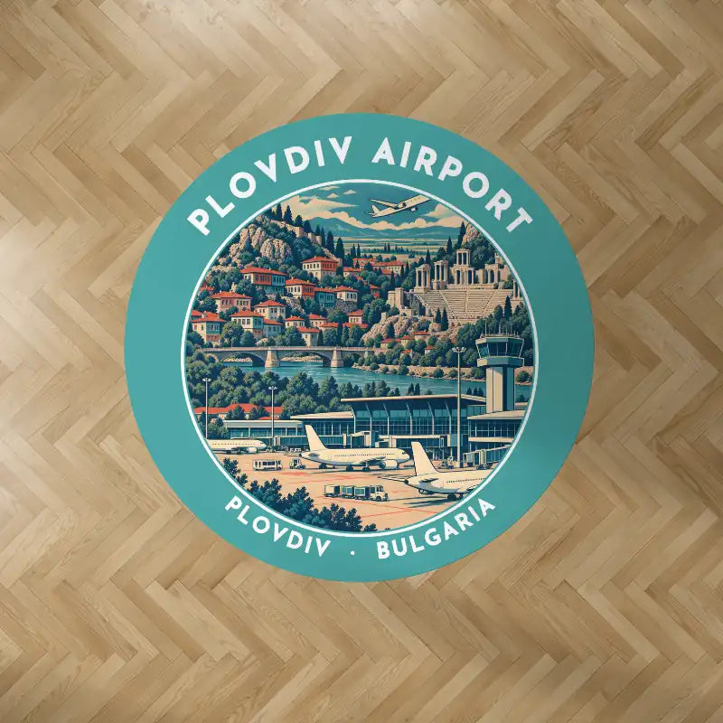 Plovdiv Airport (PDV) Carpets - Carpet Round - Badge - Turquoise