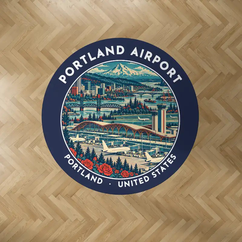 Portland International Airport (PDX) Carpets - Carpet Round - Badge - Dark Blue