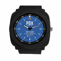 Thumbnail for Portland International Airport (PDX) Aviator Watches - Classic - Blue - Rubber Strap - Black