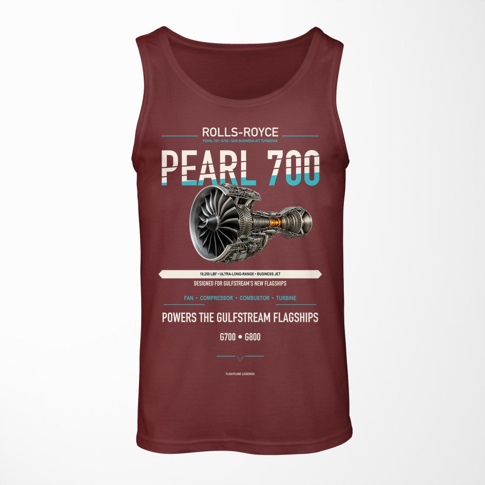 PEARL 700 design on dark red tank top