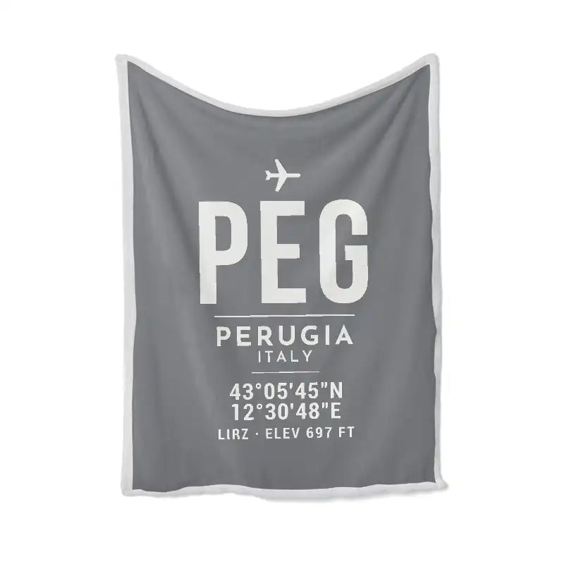 Perugia San Francesco d'Assisi – Umbria International Airport (PEG) Bedding Sets & Blankets - Blanket - ID Tag - Gray