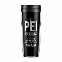 Thumbnail for Matecaña International Airport (PEI) Travel Mugs - ID Tag + Name - Plastic (No Holder) - Black