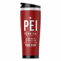 Thumbnail for Matecaña International Airport (PEI) Travel Mugs - ID Tag + Name - Stainless Steel (No Holder) - Red