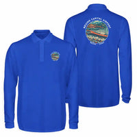 Thumbnail for Beijing Capital International Airport (PEK) Premium Polo T-Shirts - Badge - Long Sleeve - Blue