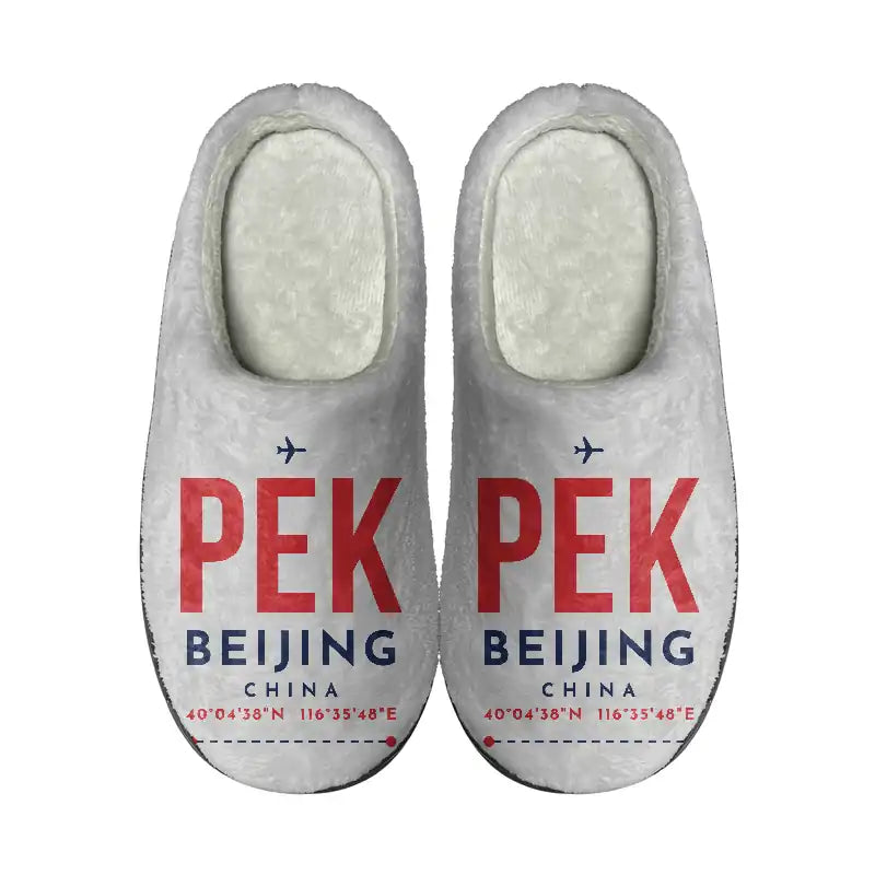 Beijing Capital International Airport (PEK) Slippers & Flip Flops - Slippers - Cotton - Code - Same - Light Gray