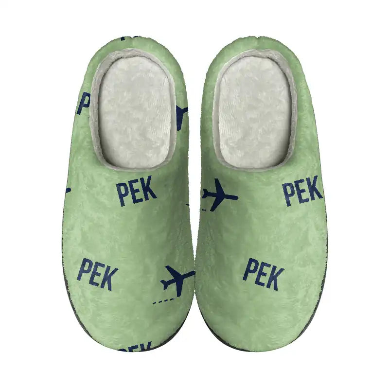 Beijing Capital International Airport (PEK) Slippers & Flip Flops - Slippers - Cotton - Pattern - Light Green