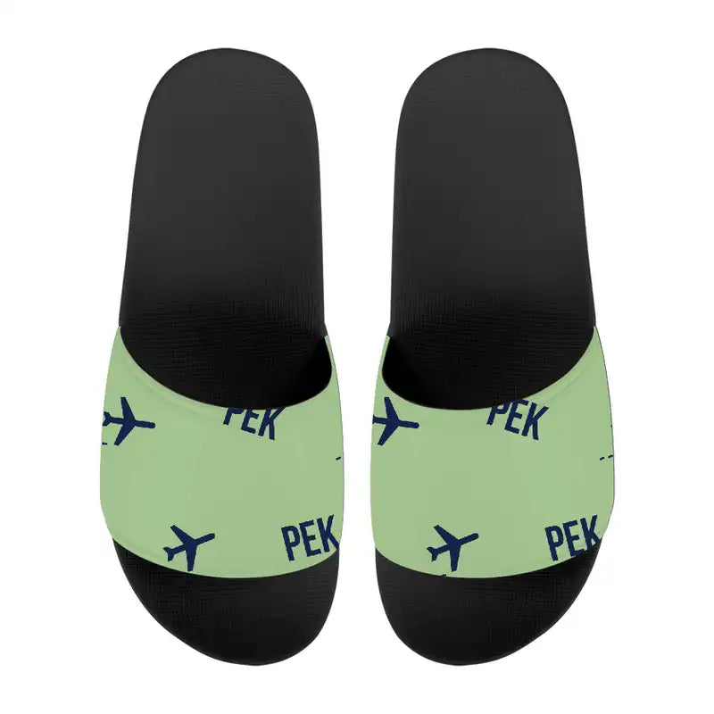Beijing Capital International Airport (PEK) Slippers & Flip Flops - Slippers - Sport - Pattern - Light Green