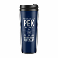 Thumbnail for Beijing Capital International Airport (PEK) Travel Mugs - Boarding Pass + Name - Plastic (No Holder) - Dark Blue