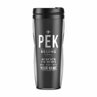 Thumbnail for Beijing Capital International Airport (PEK) Travel Mugs - ID Tag + Name - Plastic (No Holder) - Gray