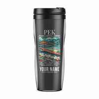Thumbnail for Beijing Capital International Airport (PEK) Travel Mugs - Poster + Name - Plastic (No Holder) - Gray