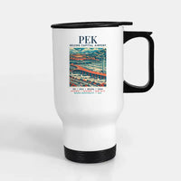 Thumbnail for Beijing Capital International Airport (PEK) Travel Mugs - Poster - Stainless Steel with Holder - White