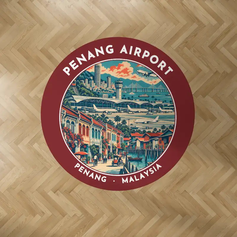 Penang International Airport (PEN) Carpets - Carpet Round - Badge - Dark Red