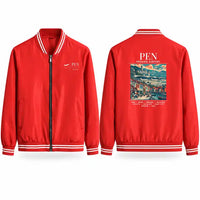 Thumbnail for Penang International Airport (PEN) Stylish Jackets - Baseball Collar - Poster - Red