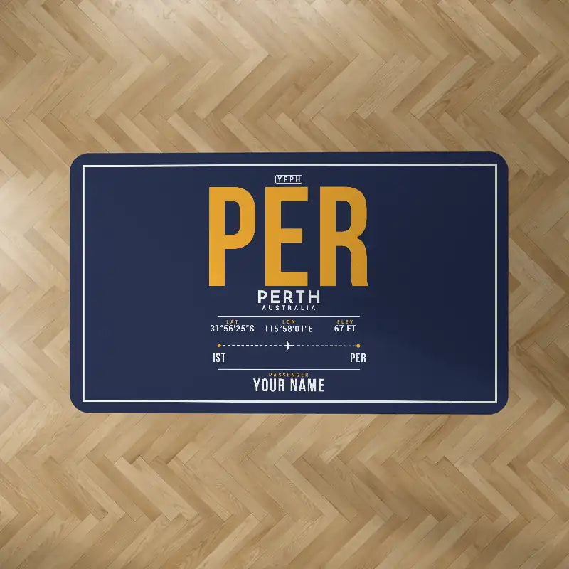 Perth Airport (PER) Carpets - Carpet Rectangle - ID Tag + Name - Dark Blue