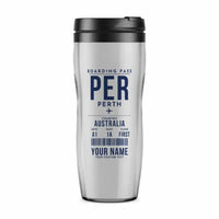 Thumbnail for Perth Airport (PER) Travel Mugs - Boarding Pass + Name - Plastic (No Holder) - Light Gray