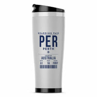 Thumbnail for Perth Airport (PER) Travel Mugs - Boarding Pass - Stainless Steel (No Holder) - Light Gray