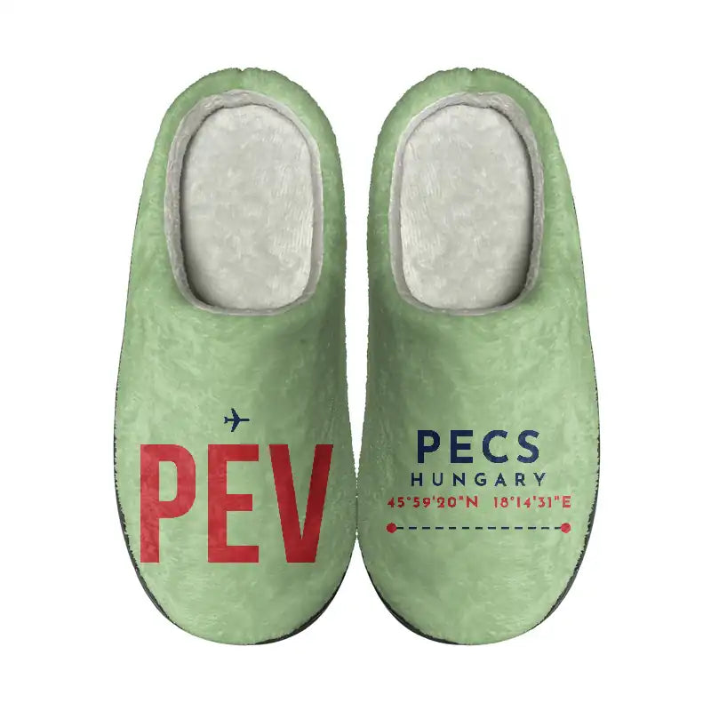 Pécs-Pogány International Airport (PEV) Slippers & Flip Flops - Slippers - Cotton - Code - Different - Light Green