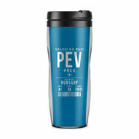 Thumbnail for Pécs-Pogány International Airport (PEV) Travel Mugs - Boarding Pass - Plastic (No Holder) - Light Blue
