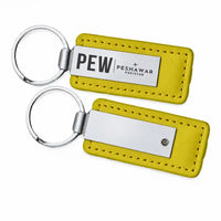 Thumbnail for Bacha Khan International Airport (PEW) Leather Key Chains - Leather Key Chain - Faux Leather - Original Design - Yellow