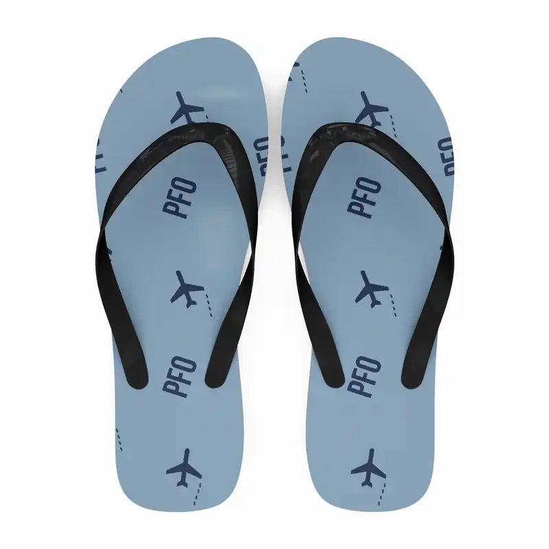 Paphos International Airport (PFO) Slippers & Flip Flops - Slippers - Flip Flops - Pattern - Light Blue
