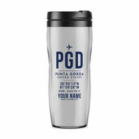 Thumbnail for Punta Gorda Airport (PGD) Travel Mugs - ID Tag + Name - Plastic (No Holder) - Light Gray