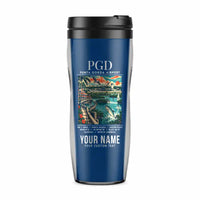 Thumbnail for Punta Gorda Airport (PGD) Travel Mugs - Poster + Name - Plastic (No Holder) - Blue