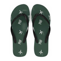Thumbnail for Newport News Williamsburg International Airport (PHF) Slippers & Flip Flops - Slippers - Flip Flops - Pattern - Dark Green