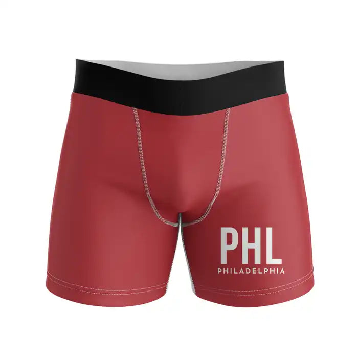 Philadelphia International Airport (PHL) Men Boxers - Code - Red