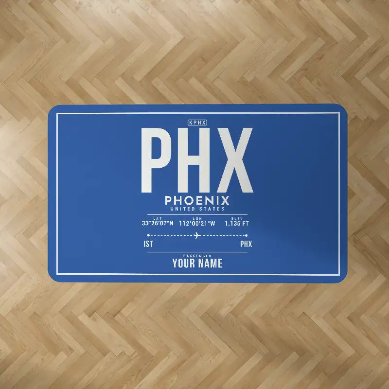 Phoenix Sky Harbor International Airport (PHX) Carpets - Carpet Rectangle - ID Tag + Name - Blue