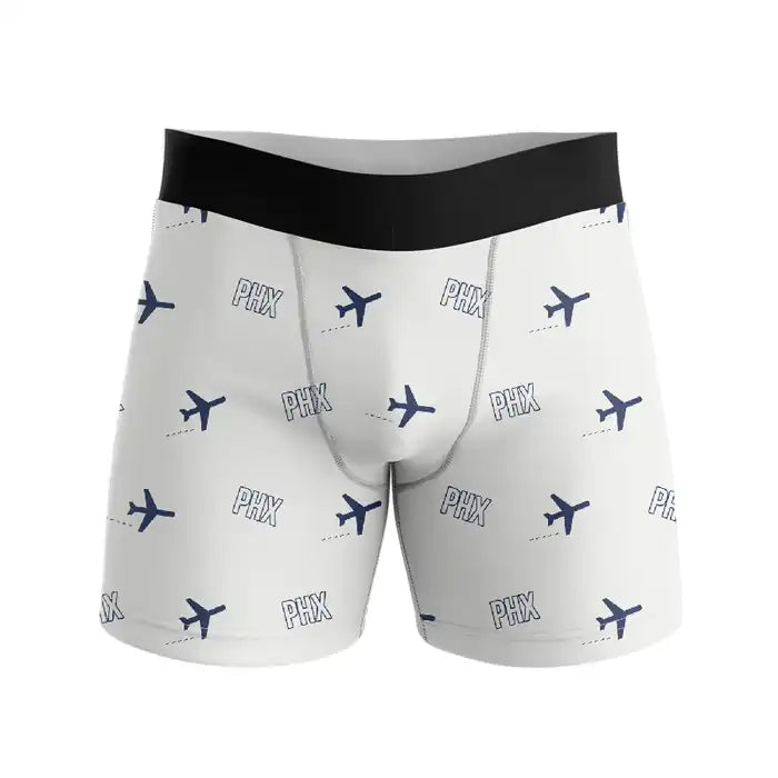 Phoenix Sky Harbor International Airport (PHX) Men Boxers - Pattern - White