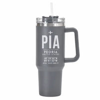 Thumbnail for General Wayne A. Downing Peoria International Airport (PIA) Stainless Steel Mugs - ID Tag - 40oz Car Mug - Gray
