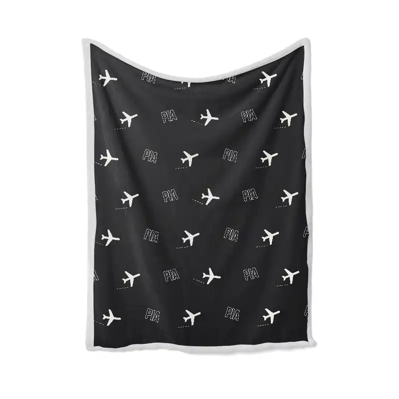 General Wayne A. Downing Peoria International Airport (PIA) Bedding Sets & Blankets - Blanket - Pattern - Black