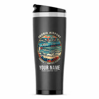 Thumbnail for General Wayne A. Downing Peoria International Airport (PIA) Travel Mugs - Badge + Name - Stainless Steel (No Holder) - Gray