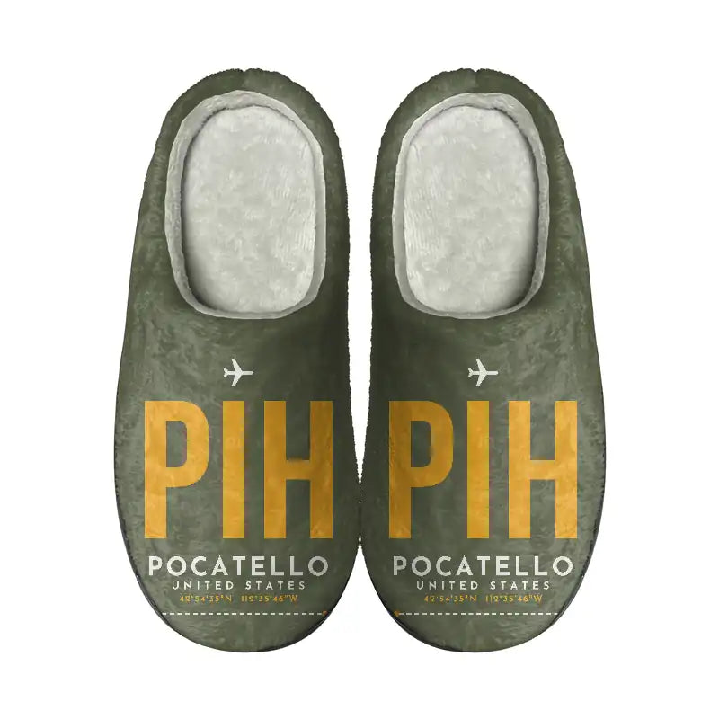Pocatello Regional Airport (PIH) Slippers & Flip Flops - Slippers - Cotton - Code - Same - Green Army