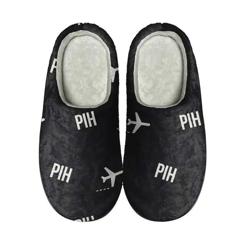 Pocatello Regional Airport (PIH) Slippers & Flip Flops - Slippers - Cotton - Pattern - Black