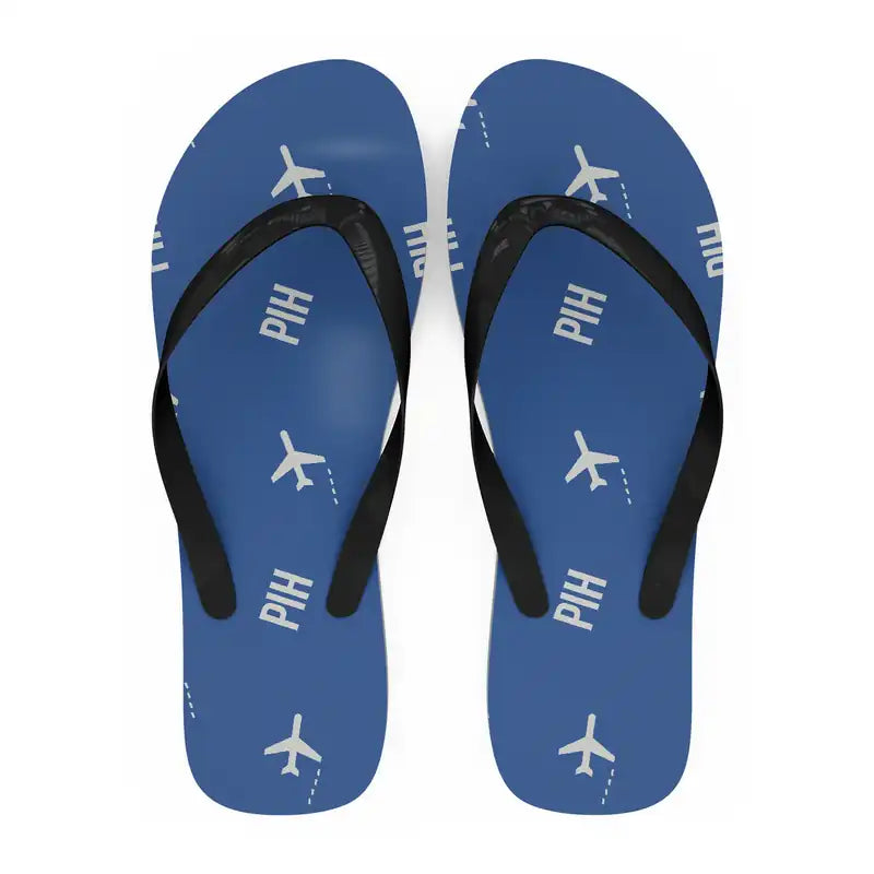 Pocatello Regional Airport (PIH) Slippers & Flip Flops - Slippers - Flip Flops - Pattern - Blue