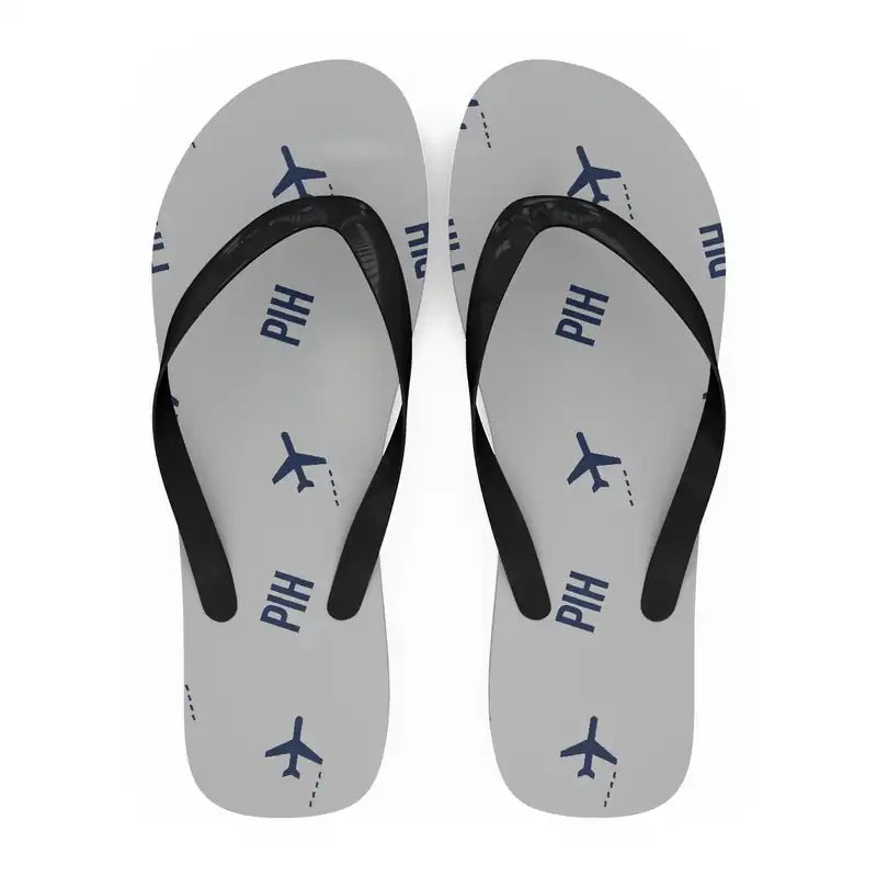Pocatello Regional Airport (PIH) Slippers & Flip Flops - Slippers - Flip Flops - Pattern - Light Gray