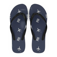 Thumbnail for Pocatello Regional Airport (PIH) Slippers & Flip Flops - Slippers - Flip Flops - Pattern - Navy Blue