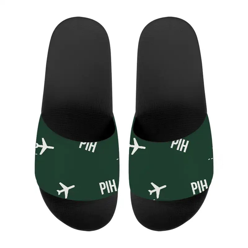 Pocatello Regional Airport (PIH) Slippers & Flip Flops - Slippers - Sport - Pattern - Dark Green