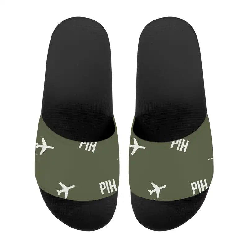 Pocatello Regional Airport (PIH) Slippers & Flip Flops - Slippers - Sport - Pattern - Green Army