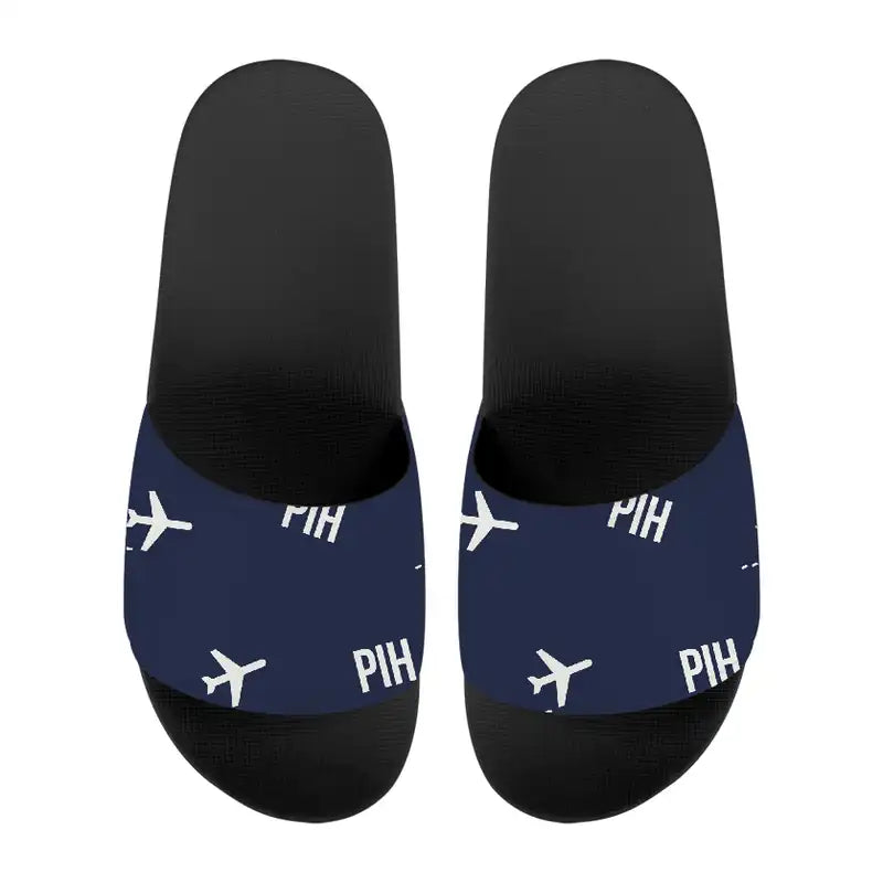 Pocatello Regional Airport (PIH) Slippers & Flip Flops - Slippers - Sport - Pattern - Navy Blue