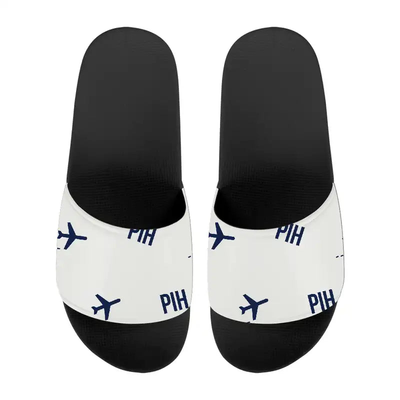 Pocatello Regional Airport (PIH) Slippers & Flip Flops - Slippers - Sport - Pattern - White