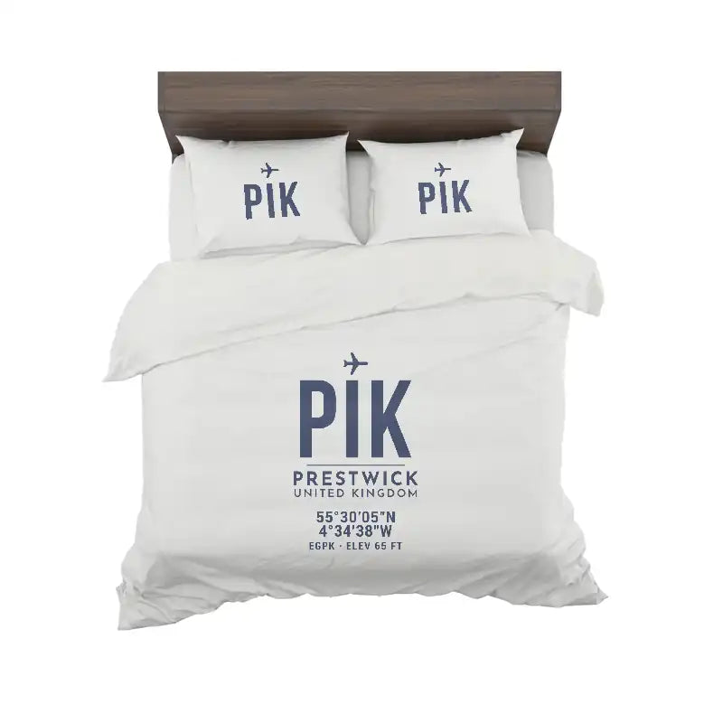 Glasgow Prestwick Airport (PIK) Bedding Sets & Blankets - Bedding Set - ID Tag - White