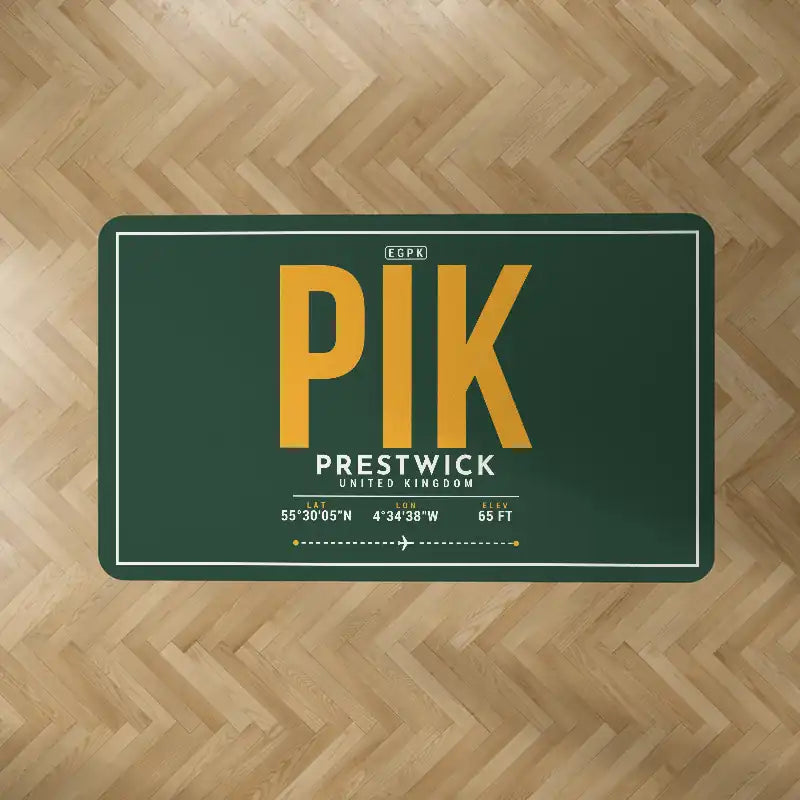 Glasgow Prestwick Airport (PIK) Carpets - Carpet Rectangle - ID Tag - Dark Green