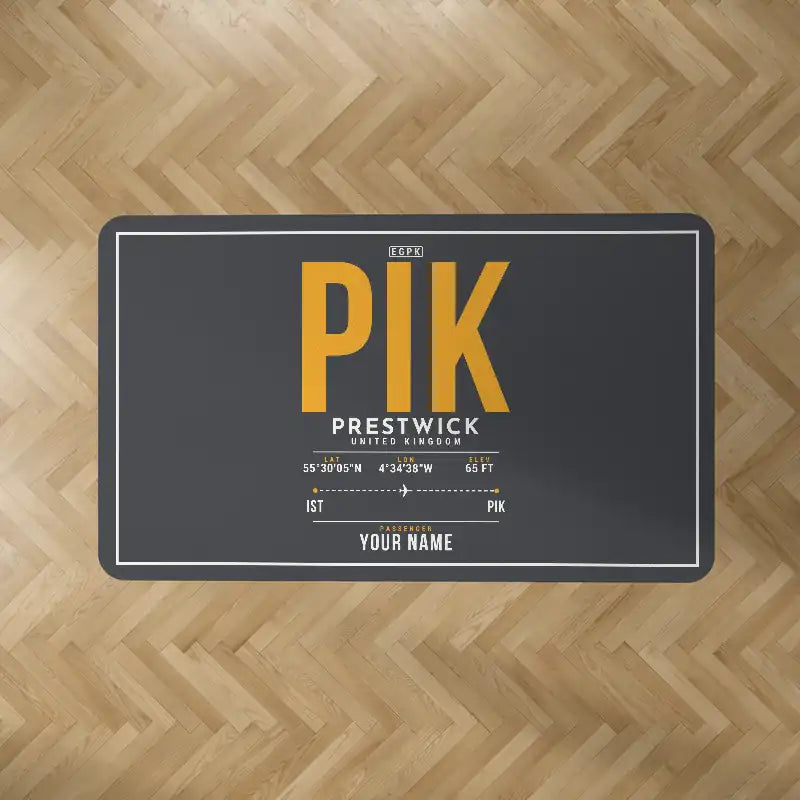 Glasgow Prestwick Airport (PIK) Carpets - Carpet Rectangle - ID Tag + Name - Dark Gray